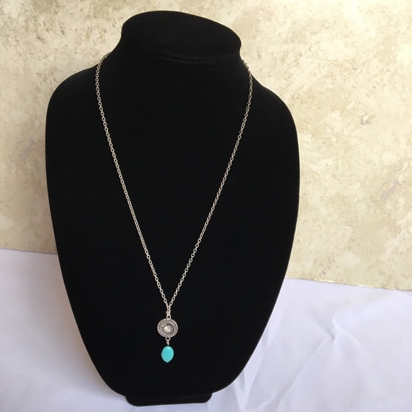 4/$10 Silver-Tone & Turquoise Colored Necklace - Picture 3 of 7